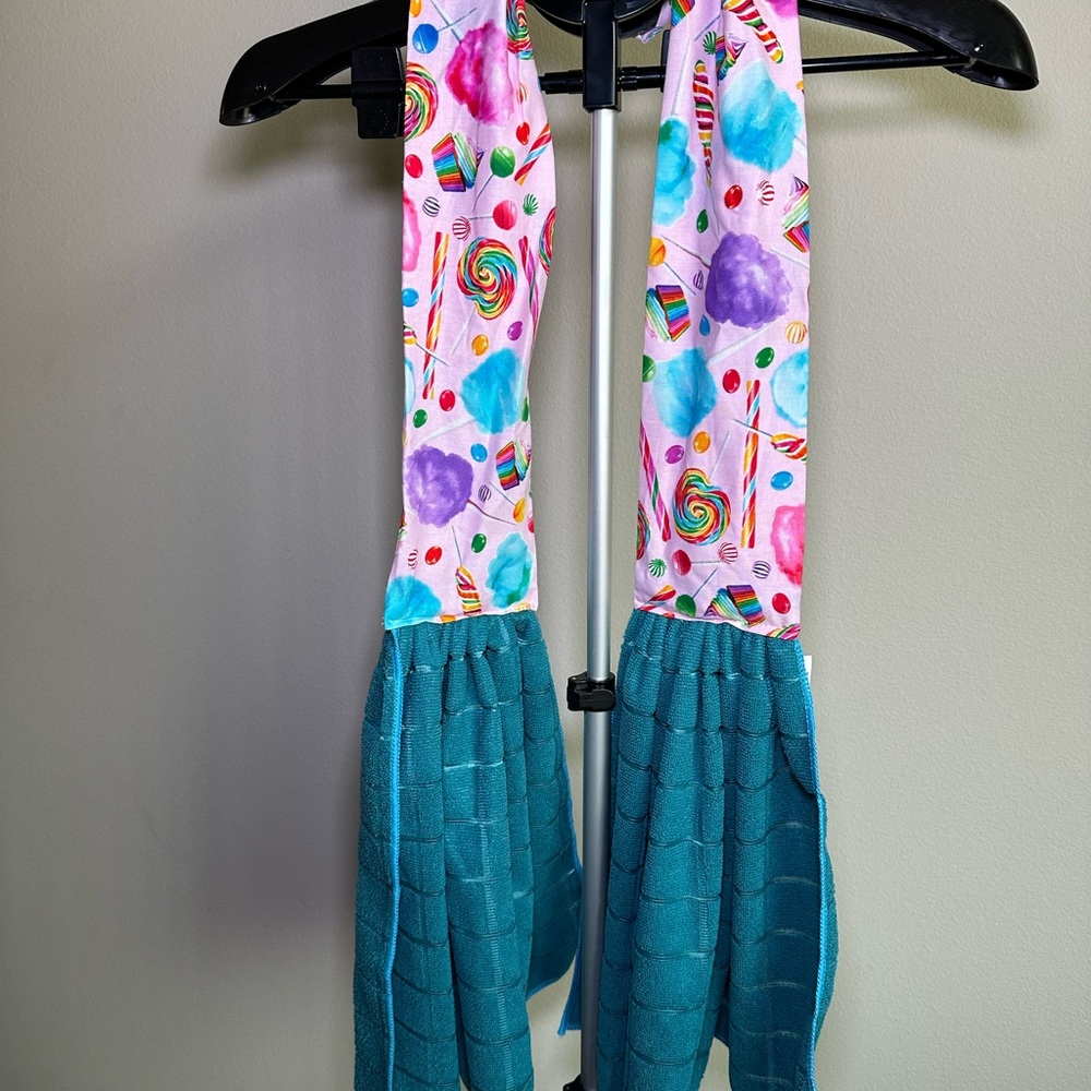 Colorful Candy Print Dress with Teal Skirt